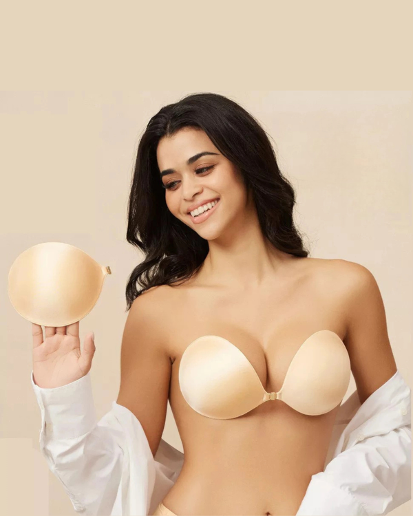 Strapless And Backless Stick On Bra With Easy Front Closure