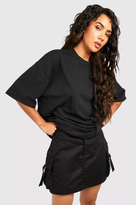 BLACK SOLIDS OVERSIZED TEE FOR WOMEN