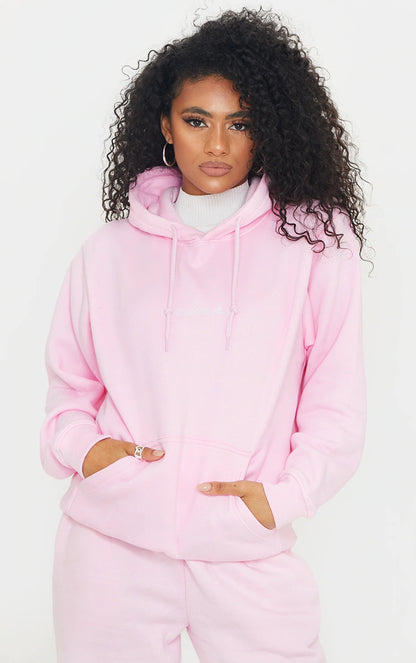 BASIC OVERSIZED LIGHT BABY PINK HOODIE