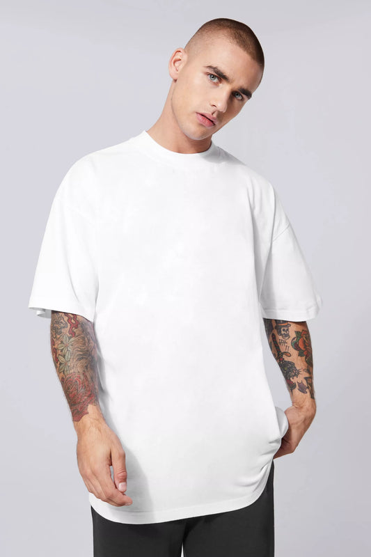 WHITE SOLIDS OVERSIZED TEE